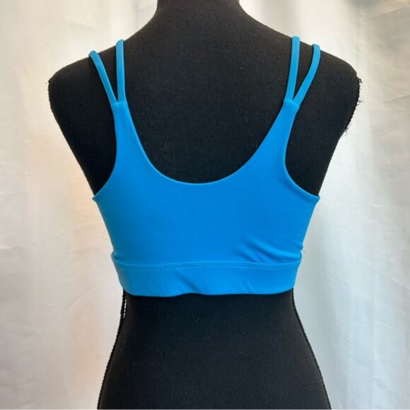 Womens Blue Strappy sweetheart neckline crisscross Sports Bra gym fitness yoga - Picture 5 of 13
